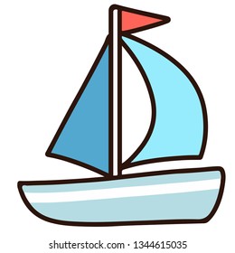 Simple and cute pastel blue boat illustration