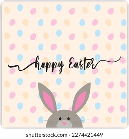 Simple cute pastel bunny easter greeting card