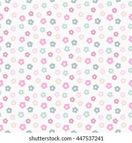 simple cute pastel floral pattern, vector illustration