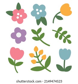 Simple Cute Pastel Flower Set
