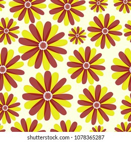 Simple cute pattern in abstract flowers. Daisy print. Floral seamless background. Fashion prints