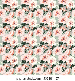 Simple cute pattern in flowers. High-coverage millefleurs. Country style. Floral seamless background for textile or book covers, manufacturing, wallpapers, print, gift wrap and scrapbooking.