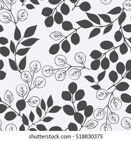 Simple cute pattern of hand drawn twigs. Liberty style. Floral seamless background for textile or book covers, manufacturing, wallpapers, print, gift wrap and scrapbooking.