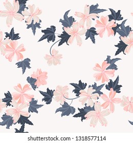 Simple cute pattern in small beauteous flower of mallow. Liberty style. Floral seamless background for textile or book covers, manufacturing, wallpapers, print, gift wrap and scrapbooking