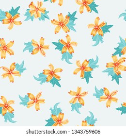 Simple cute pattern in small beauteous flower of mallow. Liberty style. Floral seamless background for textile or book covers, manufacturing, wallpapers, print, gift wrap and scrapbooking.