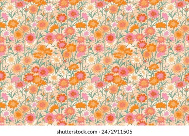 Simple cute pattern in small flower. Liberty style. Floral seamless background for textile or book covers, manufacturing, wallpapers, print, gift wrap and scrapbooking.