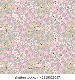 Simple cute pattern in small flower. Liberty style. Floral seamless background for textile or book covers, manufacturing, wallpapers, print, gift wrap and