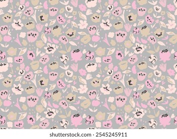 Simple cute pattern in small flower. Liberty style. Floral seamless background for textile or book covers, manufacturing, wallpapers, print, gift wrap.  Hand drawn not AI