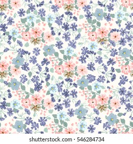 Simple cute pattern in small flower. Liberty style. Floral seamless background for textile or book covers, manufacturing, wallpapers, print, gift wrap and scrapbooking. Trendy colors.