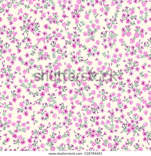 未婚ピンクの小さな花にシンプルなかわいい柄 奇麗なディアンサス ミルフルール 自由のスタイル ドレス 製造 壁紙 印刷 ギフトラップ スクラップブック用の花柄のシームレスな背景 のベクター画像素材 ロイヤリティフリー
