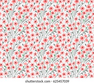 Simple cute pattern in small pink flowers on white background. Liberty style. Ditsy print. Floral seamless background. Meadow wild flowers. The elegant the template for fashion prints.