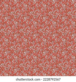 Simple cute pattern in small red flowers on white background. Liberty style. Ditsy print. Floral seamless background. The elegant the template for fashion prints.