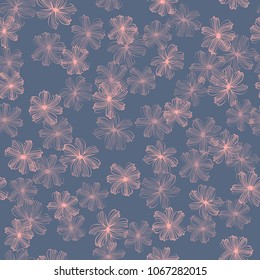 Simple cute pattern in small-scale contour flowers. High-coverage millefleurs. Floral seamless background for textile or book covers, manufacturing, wallpapers, print, gift wrap and scrapbooking.