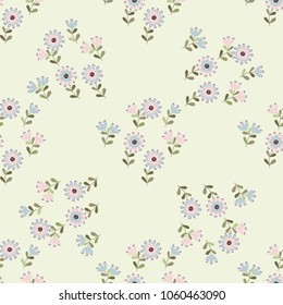 Simple cute pattern in small-scale flowers. Shabby chic millefleurs. Floral seamless background for textile or book covers, manufacturing, wallpapers, print, gift wrap and scrapbooking.