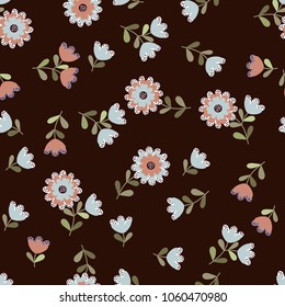 Simple cute pattern in small-scale flowers. Shabby chic millefleurs. Floral seamless background for textile or book covers, manufacturing, wallpapers, print, gift wrap and scrapbooking.