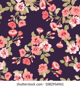 Simple cute pattern in small-scale flowers. Shabby chic millefleurs. Floral seamless background for textile or book covers, manufacturing, wallpapers, print, gift wrap and scrapbooking.