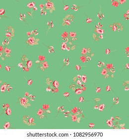 Simple cute pattern in small-scale flowers. Shabby chic millefleurs. Floral seamless background for textile or book covers, manufacturing, wallpapers, print, gift wrap and scrapbooking.