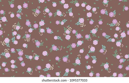 Simple cute pattern in small-scale flowers. Shabby chic millefleurs. Floral seamless background for textile or book covers, manufacturing, wallpapers, print, gift wrap and scrapbooking.