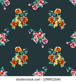 Simple cute pattern in small-scale flowers. Diagonal millefleurs. Floral seamless background for textile or book covers, manufacturing, wallpapers, print, gift wrap and scrapbooking.