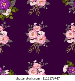 Simple cute pattern in small-scale flowers of zinnia. Gipsy millefleurs. Floral seamless background for textile or book covers, manufacturing, wallpapers, print, gift wrap and scrapbooking.