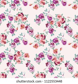 Simple cute pattern in small-scale flowers. Shabby chic millefleurs. Floral seamless background for textile or book covers, manufacturing, wallpapers, print, gift wrap and scrapbooking.