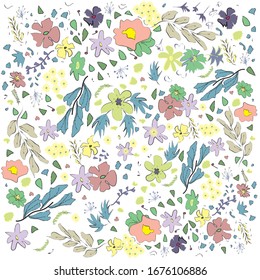 Simple cute pattern in small-scale flowers. Millefleurs. Liberty style. Floral seamless background for textile or book covers, manufacturing, wallpapers, print, gift wrap and scrapbooking.