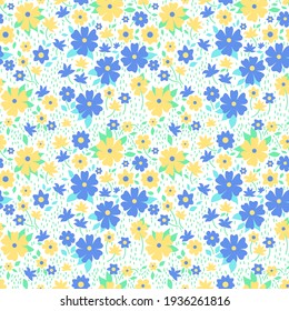 Simple cute pattern in small-scale flowers. Millefleurs. Liberty style. Floral seamless background for textile or book covers, manufacturing, wallpapers, print, gift wrap and scrapbooking.