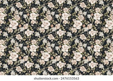 Simple cute pattern in small-scale flowers. High-coverage millefleurs. Calico style. Floral seamless background for textile or book covers, manufacturing, wallpapers, print, gift wrap and scrapbooking