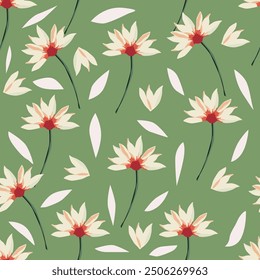 Einfaches süßes Muster in kleinen Blumen. Millefleurs. Liberty-Stil. floraler nahtloser Hintergrund für Textil- oder Buchumschläge, Herstellung, Tapeten, Druck