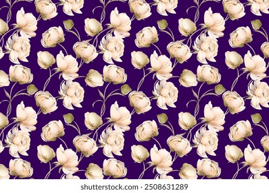 A simple but cute pattern of small-scale flowers. Millefleurs in shabby chic style. Floral seamless background for textile or book covers, wallpapers, printing, gift wrapping, and scrapbooking.