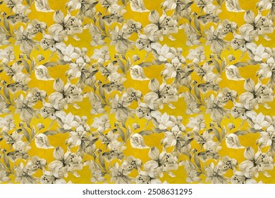 A simple but cute pattern of small-scale flowers. Millefleurs in shabby chic style. Floral seamless background for textile or book covers, wallpapers, printing, gift wrapping, and scrapbooking.