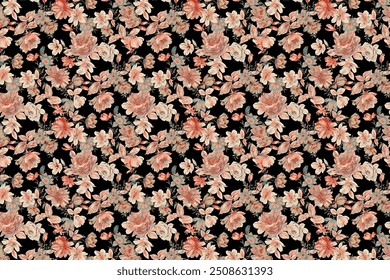 A simple but cute pattern of small-scale flowers. Millefleurs in shabby chic style. Floral seamless background for textile or book covers, wallpapers, printing, gift wrapping, and scrapbooking.