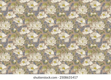 A simple but cute pattern of small-scale flowers. Millefleurs in shabby chic style. Floral seamless background for textile or book covers, wallpapers, printing, gift wrapping, and scrapbooking.