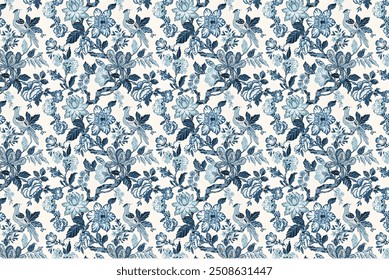 A simple but cute pattern of small-scale flowers. Millefleurs in shabby chic style. Floral seamless background for textile or book covers, wallpapers, printing, gift wrapping, and scrapbooking.