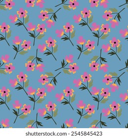 Simple cute pattern in small-scale flowers. Millefleurs. Liberty style. Floral seamless background for textile or book covers, manufacturing, wallpapers, print