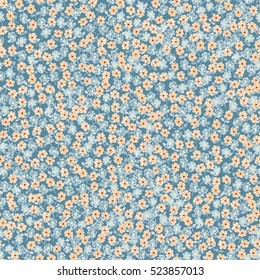 Simple cute pattern in small-scale flowers. High-coverage millefleurs. Floral seamless background for textile or book covers, manufacturing, wallpapers, print, gift wrap and scrapbooking.