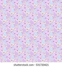 Simple cute pattern in small-scale flowers. Diagonal millefleurs. Floral seamless background for textile or book covers, manufacturing, wallpapers, print, gift wrap and scrapbooking.