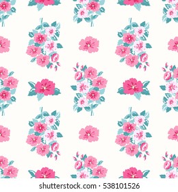 Simple cute pattern in small-scale flowers. Diagonal millefleurs. Floral seamless background for textile or book covers, manufacturing, wallpapers, print, gift wrap and scrapbooking.