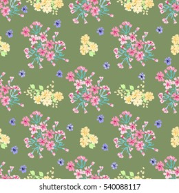 Simple cute pattern in small-scale flowers. Millefleurs. Liberty style. Floral seamless background for textile, covers, manufacturing, wallpapers, print, gift wrap and scrapbooking. Trendy colors.