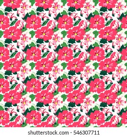 Simple cute pattern in small-scale flowers. High-coverage millefleurs. Calico style. Floral seamless background for textile or book covers, manufacturing, wallpapers, print, gift wrap and scrapbooking