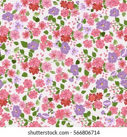 Simple cute pattern in small-scale flowers. High-coverage millefleurs. Floral seamless background for textile or book covers, manufacturing, wallpapers, print, gift wrap and scrapbooking.