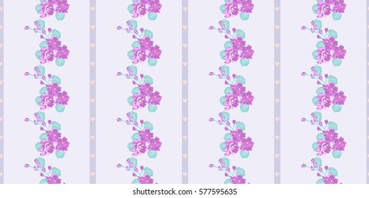 Simple cute pattern in small-scale flowers. Striped millefleurs. Floral seamless background for textile or book covers, manufacturing, wallpapers, print, gift wrap and scrapbooking.