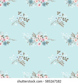 Simple cute pattern in small-scale flowers. Shabby chic millefleurs. Floral seamless background for textile or book covers, manufacturing, wallpapers, print, gift wrap and scrapbooking.