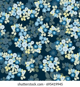 Simple cute pattern in small-scale flowers. Shabby chic millefleurs. Floral seamless background for textile or book covers, manufacturing, wallpapers, print, gift wrap and scrapbooking.