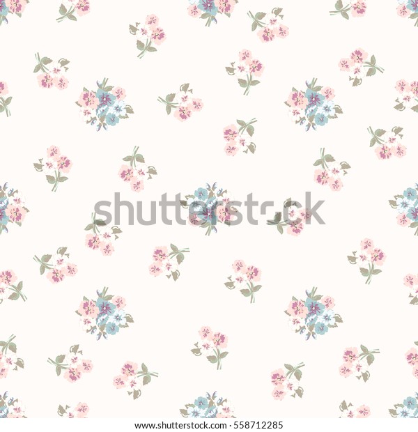 小さな花の中のシンプルなかわいい柄 ミルフルール 自由のスタイル 繊維または本のカバー 製造 壁紙 印刷 ギフトラップ スクラップブック用の花柄のシームレスな背景 のベクター画像素材 ロイヤリティフリー