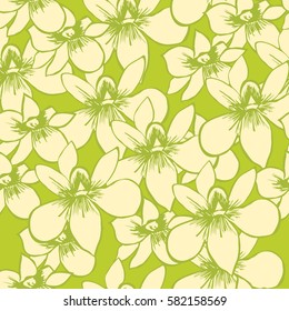 Simple cute pattern in small-scale orchid. Millefleurs. Floral seamless background for textile or book covers, manufacturing, wallpapers, print, gift wrap and scrapbooking.  Spring background