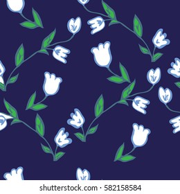 Simple cute pattern in small-scale tulip. Millefleurs. Floral seamless background for textile or book covers, manufacturing, wallpapers, print, gift wrap and scrapbooking.  Spring background