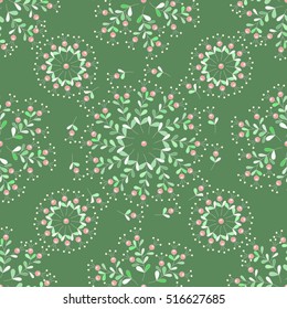 Simple cute pattern of twigs and berries. Doodle style. Floral seamless background for textile or book covers, manufacturing, wallpapers, print, gift wrap and scrapbooking.