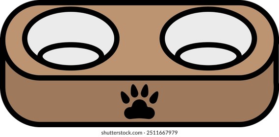 Simple and cute pet line icons of dog bowl