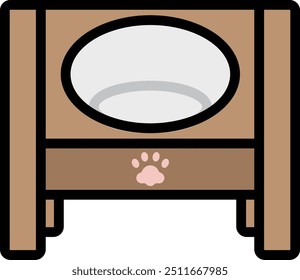 Simples e bonito pet line ícones de tigela de gato